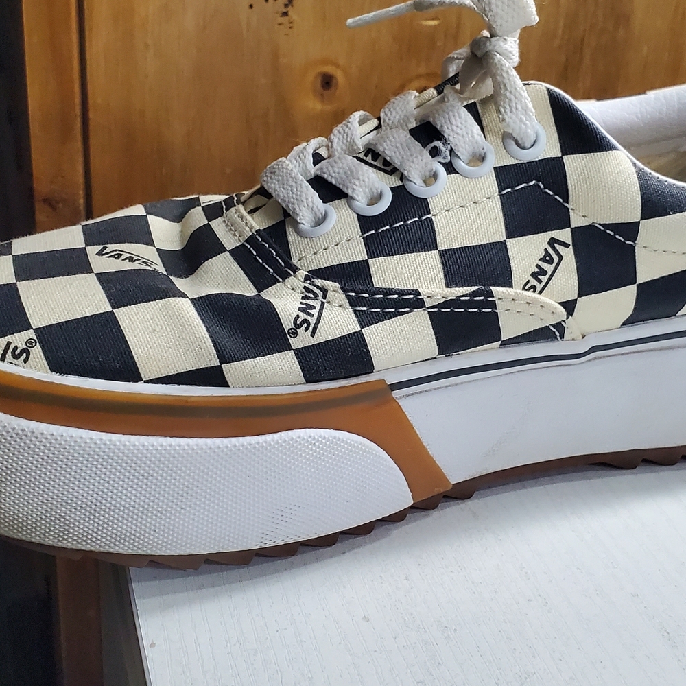 Vans Black and Cream Checkered Shoes